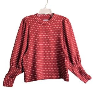 Madewell Red Patterned Long Sleeve Top
